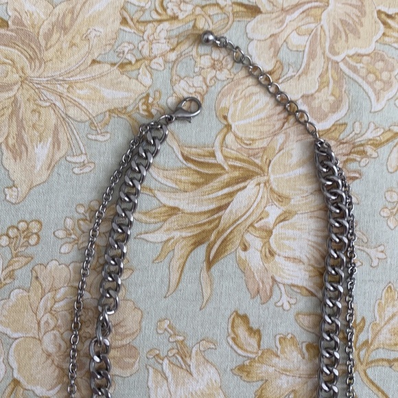 🆑 [4/$20] Silver Double Layered Rhinestone Necklace Costume Jewelry - Picture 3 of 5